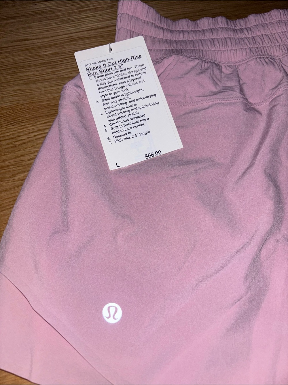 lululemon athletica Light Pink Smocked Waist Athletic Shorts - Picture 2 of 5